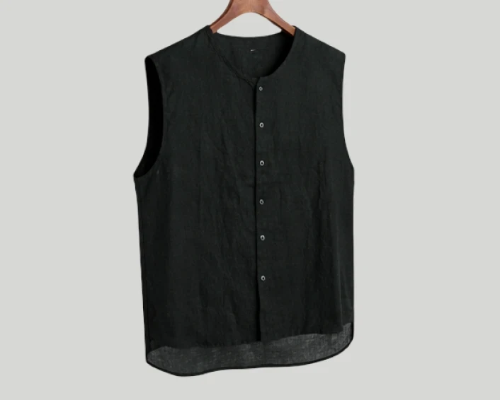 Azure Breeze Sleeveless Linen Shirt